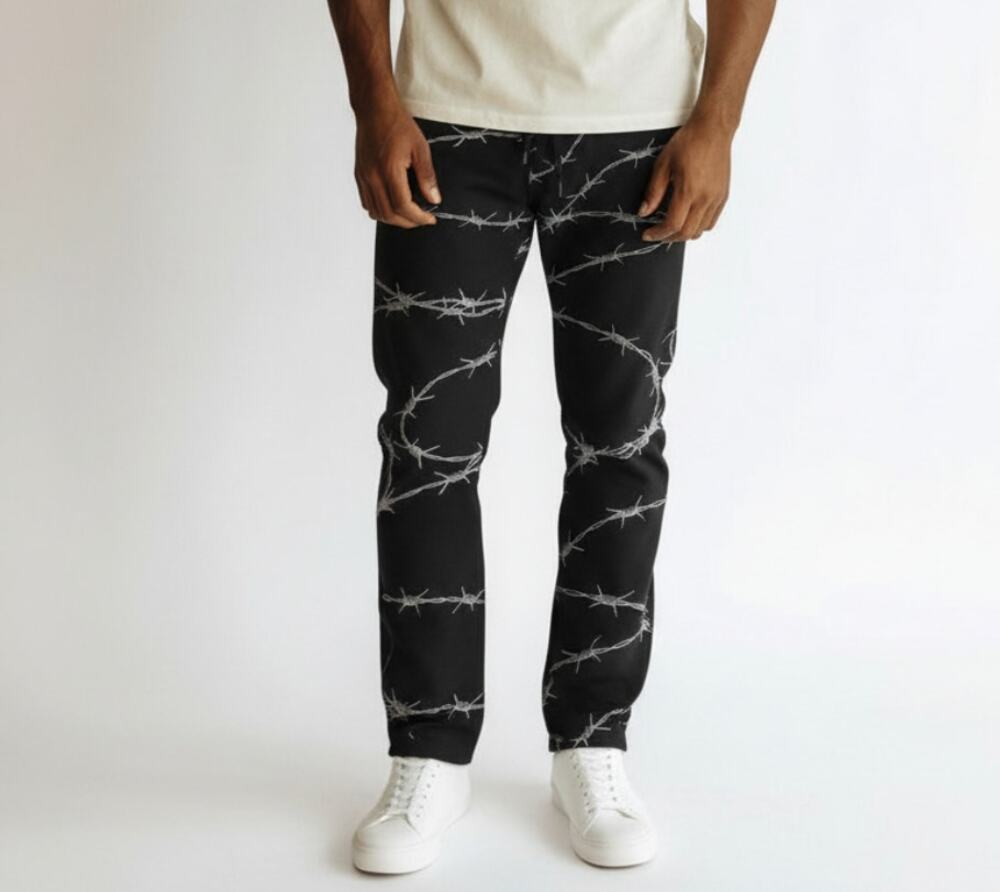 EMBASSY Men's Barbed Wire Sweatpants Size 2XL In Black